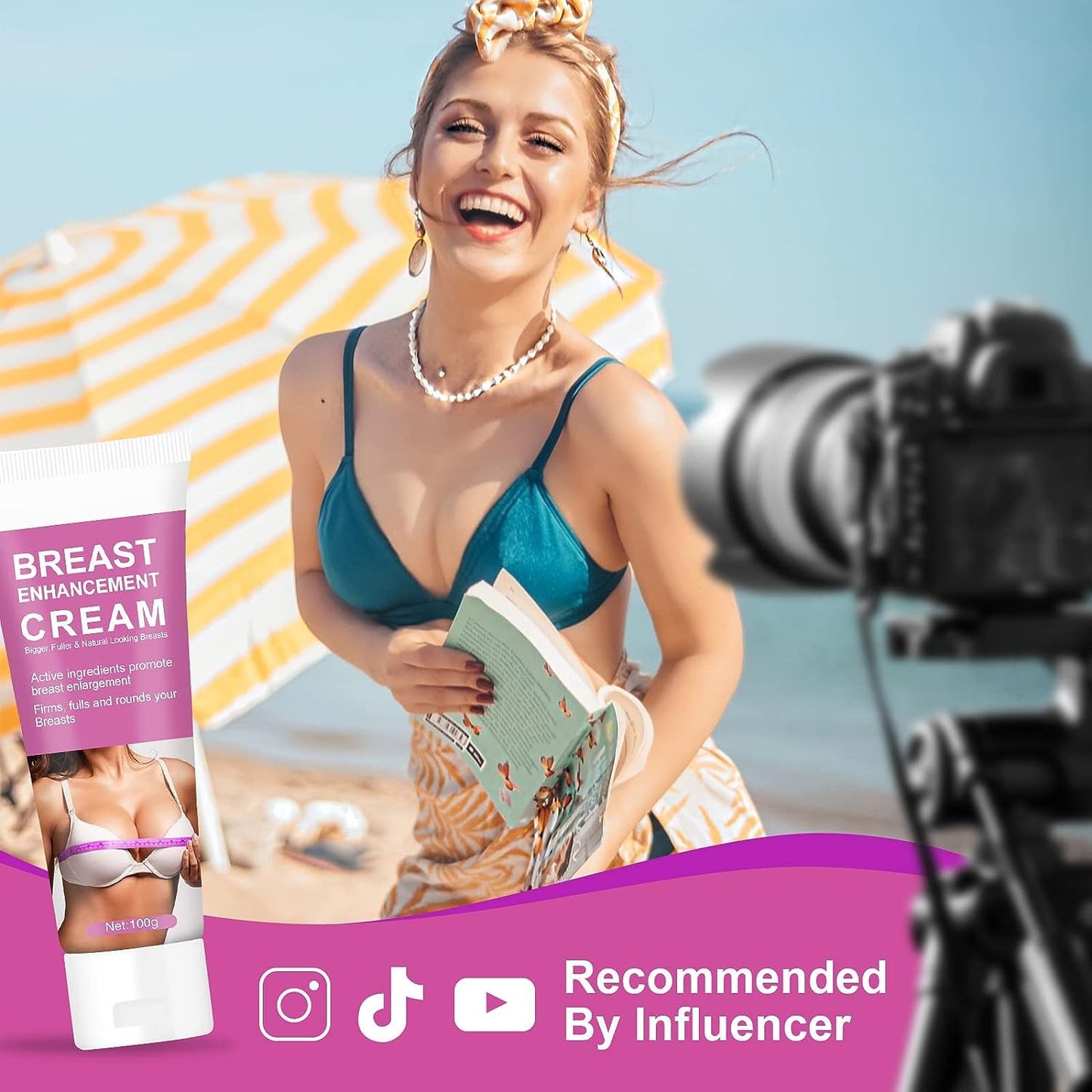 Bust Enhancement Cream, Natural Bust Enlargement Cream Fast Growth, Firming and Lifting Cream, Nourishing to Push Up Bust with Perfect Body Curve