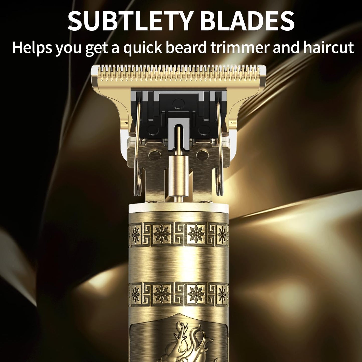 Vintage T9 Beard Trimmer for Men-Hair Clippers for Men-Cordless Rechargeable Hair Clipper and Trimmer-Beard Shaver Barbershop(Gold)