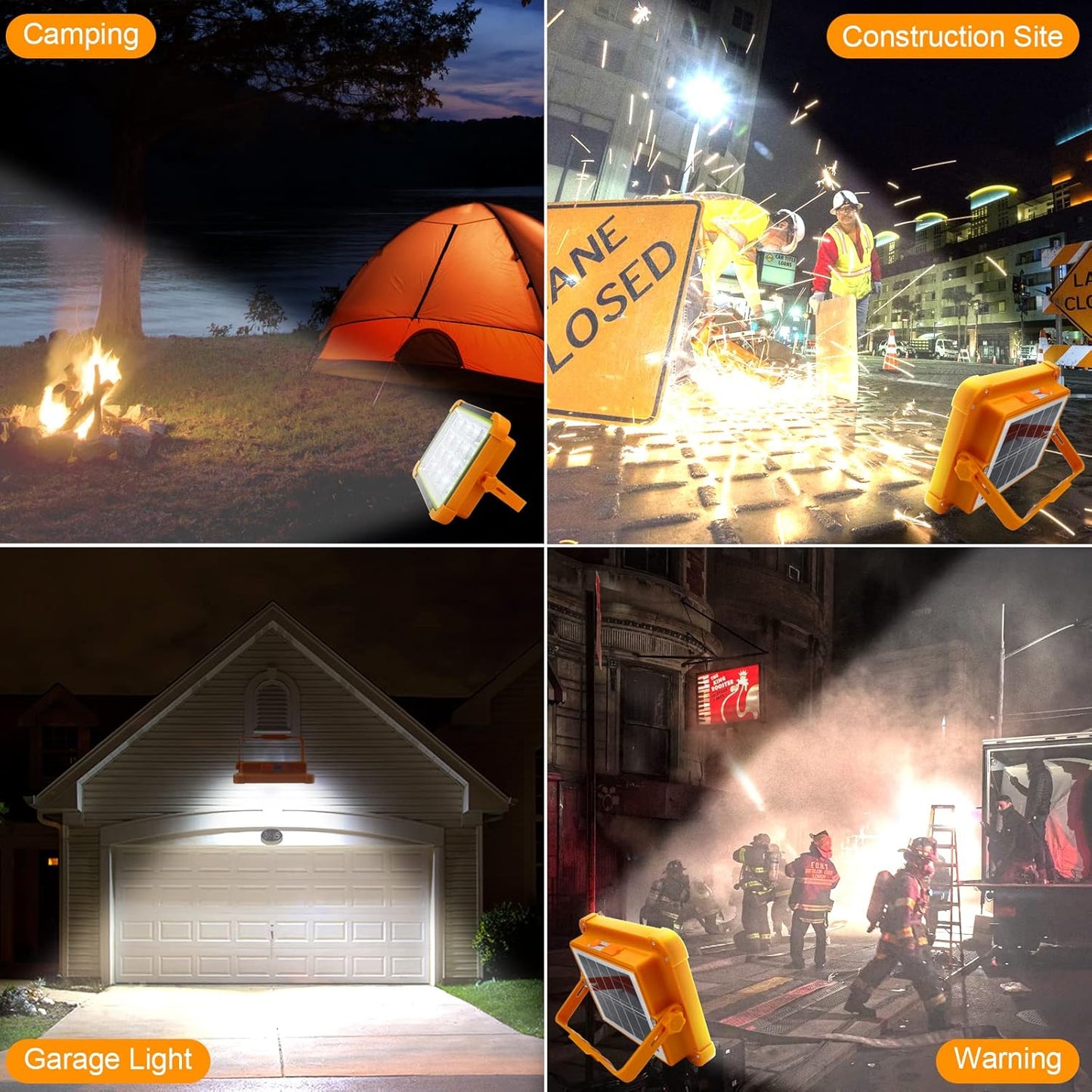 NWZ Solar Portable Camping Light with Stand, 100W 3000mAh Battery Rechargeable Light with 4 Modes, LED Cordless Flood Lights for Work, Emergency Power Failure, Car Repair