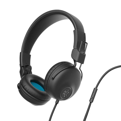 JLab Studio Wired On-Ear Headphones, Black, Tangle Free Cord, Ultra-Plush Faux Leather with Cloud Foam Cushions, 40mm Neodymium Drivers with C3 Sound