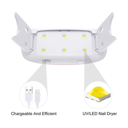 SUN Mini 6W UV LED Nail Lamp Nail Dryer UV Lamp Nail Lamp Nail Art Tools Foldable 45s 60s Timer Setting for Nails Art Manicure (Pink)