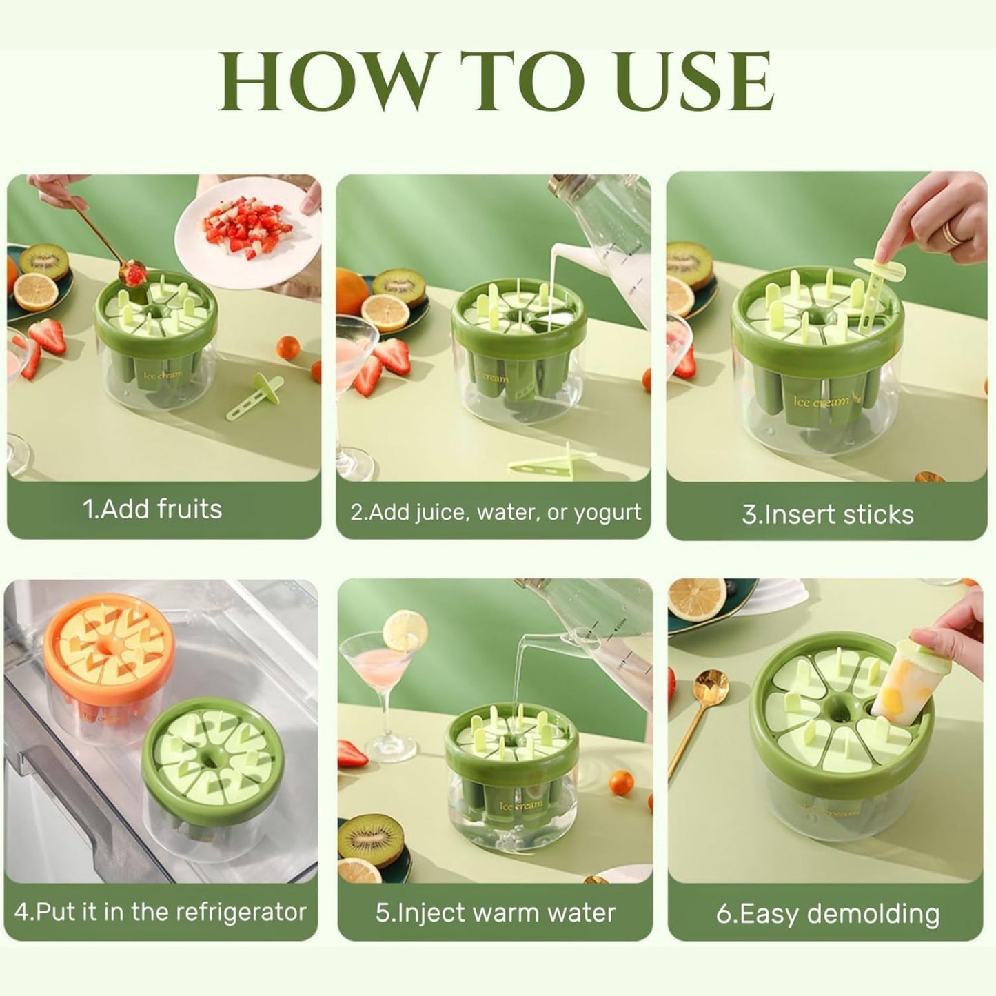 Ice Lolly Molds, 6 Pieces Ice Molds Reusable Pop Molds Set with Lid Sticks and Ice Bucket, DIY Ice Pop Mold, Easy Release BPA Free Ice Cream Mold, Summer 2026