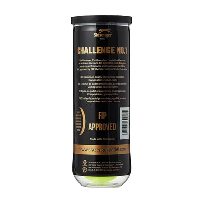 Slazenger No.1 padel ball premium performance, maximum durability Approved by the International Padel Federation (FIP) (1 TIN, 3 Balls)