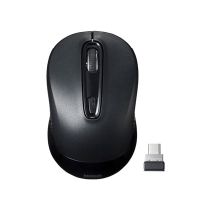 Sanwa Supply MA-WBLC41BK Wireless Type-C Blue LED Mouse Compatible with Windows, Mac, Android, IOS iPadOS, FireOS (Black)