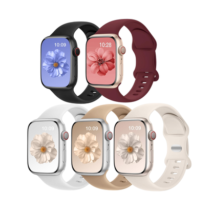 Maledan 5 Pack Soft Silicone Strap - Compatible with Apple Watch Band Series 11 10 9 8 7 6 5 4 3 SE Ultra 3 2 1 Men Women, Breathable Sport Strap for Apple Watch iWatch 49mm 46mm 45mm 44mm 42mm 41mm 40mm 38mm