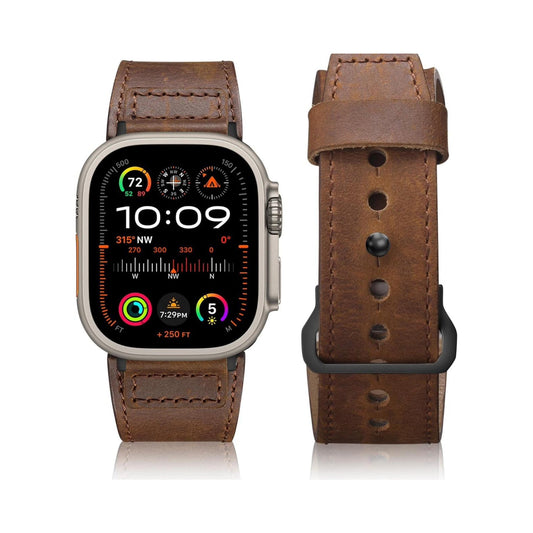 Maledan Apple Watch Strap Compatible with Apple Watch Ultra & Ultra 2 Band 49mm 45mm 46mm 44mm 42mm Men Women, Top Grain Soft Genuine Leather Strap Band for Apple Watch SE iWatch Series 10 9 8 7 6 5 4 3 2 1