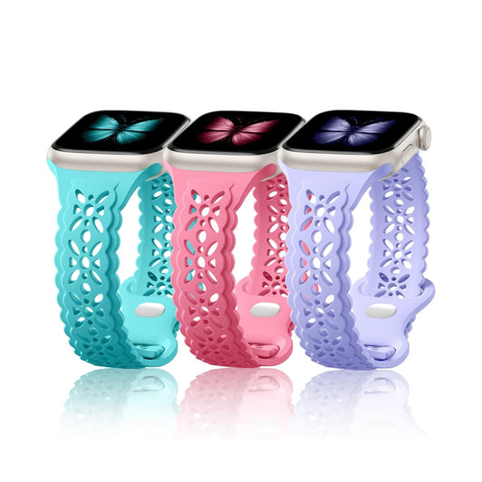 Maledan Bands 3 Pack Compatible with Apple Watch Series 10 9 8 7 6 5 4 3 SE Band for Women, Elegant Silicone Replacement Sport Band for Apple Watch iWatch 42mm 46mm 40mm 41mm 38mm 44mm 45mm Accessories