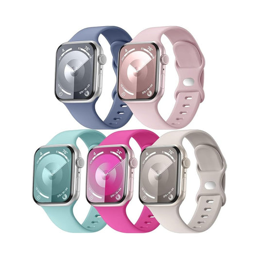 Maledan 5 Pack Soft Silicone Strap - Compatible with Apple Watch Band Series 11 10 9 8 7 6 5 4 3 SE Ultra 3 2 1 Men Women, Breathable Sport Strap for Apple Watch iWatch 49mm 46mm 45mm 44mm 42mm 41mm 40mm 38mm