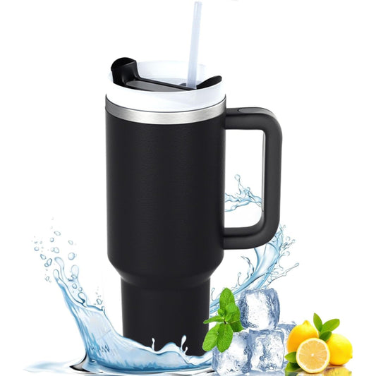 Tumbler with Handle and Straw Lid| Insulated Cup Reusable Stainless Steel Travel Mug Cup Holder Friendly | Gifts-Women,Men| Iced Coffee Hot and Cold Tea 1200ml