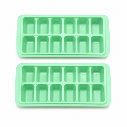 Ice cube tray 12 cube (Pack 2) Easy To Release Ice Trays, Ice Mould, Ice Cubes Maker, Single Rope Handle Design Home Shop