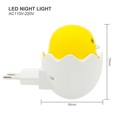 Cute Yellow Duck LED Night Light With EU Plug AC 220V for Home Bedroom Lamp Gift for Children