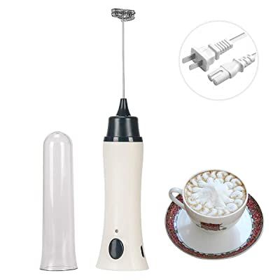 Rechargeable Coffee Beater Handheld Electric Coffee Mixer Frother Automatic Milk Beverage Foamer Cream Whisk Cooking Stirrer Egg Beater With Cover Stainless  with Charging Cable