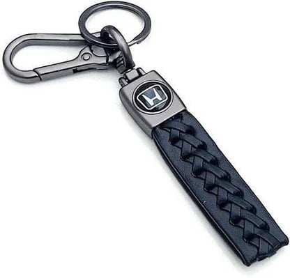 Leather Car Keychain Motorcycle Woven Strap Braided Rope Key Chain for Suzuki, Honda, Toyota Car Auto Accessory Key Ring with 360 Degree Rotatable D-ring