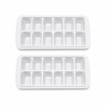 Ice cube tray 12 cube (Pack 2) Easy To Release Ice Trays, Ice Mould, Ice Cubes Maker, Single Rope Handle Design Home Shop