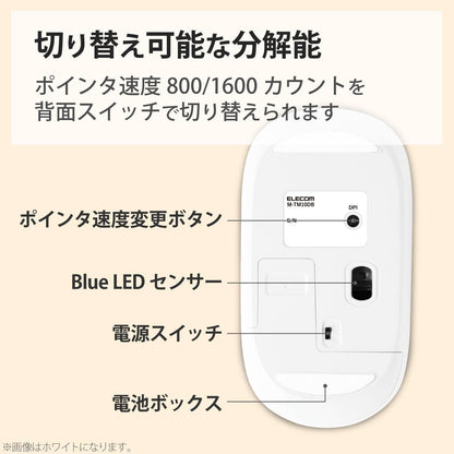 Like A New Elecom M-TM10BBBK/EC Bluetooth Slint Wireless Mouse, Thin, Silent, 4 Buttons, Presentation Mode Function, Compatible with Windows, Mac, Android, IOS iPadOS, FireOS (Black)