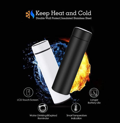 Smart LED Active Temperature Display Indicator Insulated Stainless Steel Hot & Cold Flask Bottle (500ml)