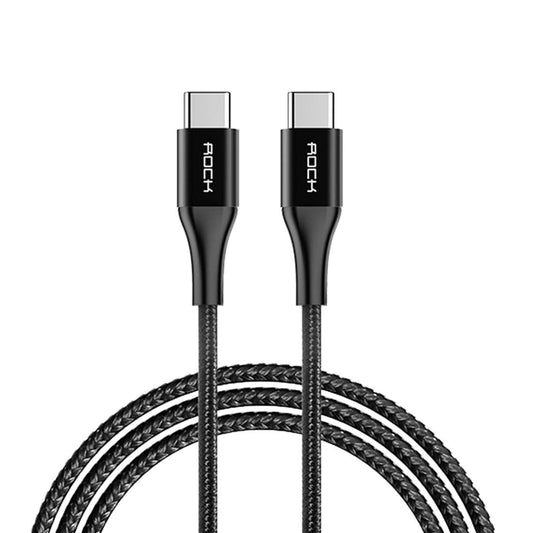 ROCK Mobile Phone Cables 1m USB-C/Type-C to USB Metal Weave Style Fast Charging Data Cable(Black) Smartphone Accessory (Color : Black