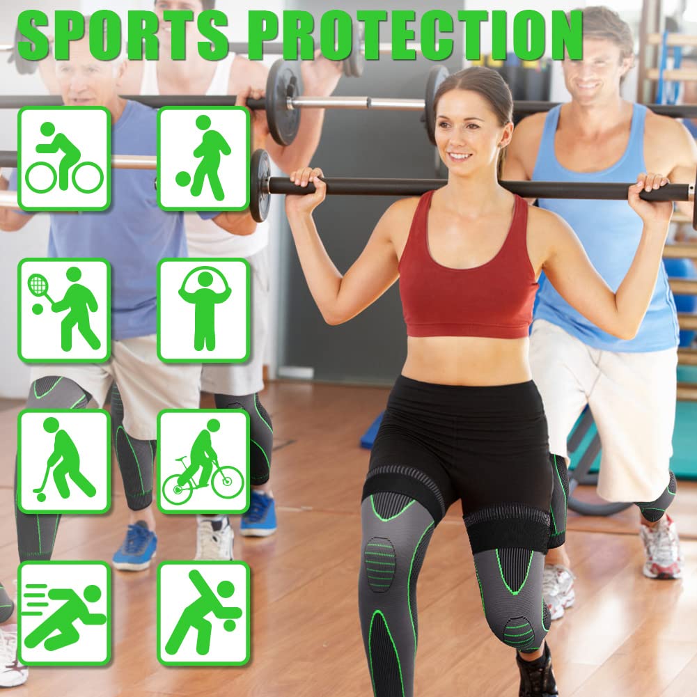 1 Pair Knee Support Brace – Adjustable Knee Pain Relief Belt, Pressurized Fitness Running & Cycling Band, Elastic Nylon Knee Pad Sleeve for Joint Pain Relief, Sports & Injury Recovery