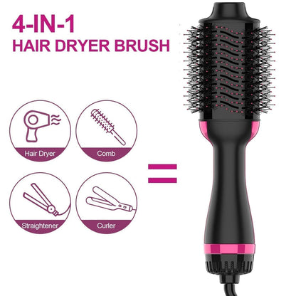 One Step Hot Air Brush 4 in 1 Hair Dryer And Styler Volumizer For Women Straightening, Curling, Salon Negative Ion Ceramic Blow Dryer Brush For All Hair Types, 1200WAtts, Multicolour