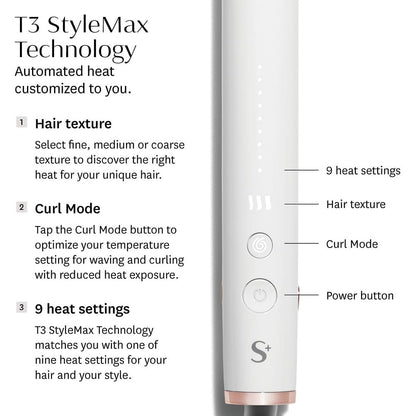 Like A New T3 SinglePass StyleMax Professional 1" Ceramic Flat Iron with Custom Heat Automation, 9 Heat Settings, Longer Ceramic Plates, for Straightening, Waving, Curling & Styling