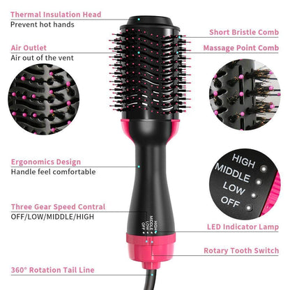 One Step Hot Air Brush 4 in 1 Hair Dryer And Styler Volumizer For Women Straightening, Curling, Salon Negative Ion Ceramic Blow Dryer Brush For All Hair Types, 1200WAtts, Multicolour