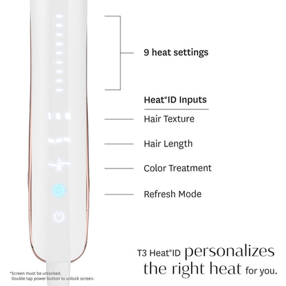Like A New T3 Smooth ID 1” Flat Iron with Touch Interface - Digital Ceramic Flat Iron with Interactive HeatID Technology for Automatic Heat Setting Personalization