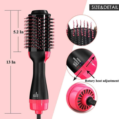 One Step Hot Air Brush 4 in 1 Hair Dryer And Styler Volumizer For Women Straightening, Curling, Salon Negative Ion Ceramic Blow Dryer Brush For All Hair Types, 1200WAtts, Multicolour
