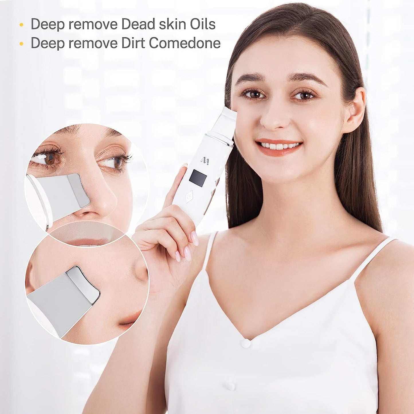 Misiki Facial Scrubber Spatula 4 Functional Modes Blackhead Remover for Facial Skin Cleaning USB Rechargeable