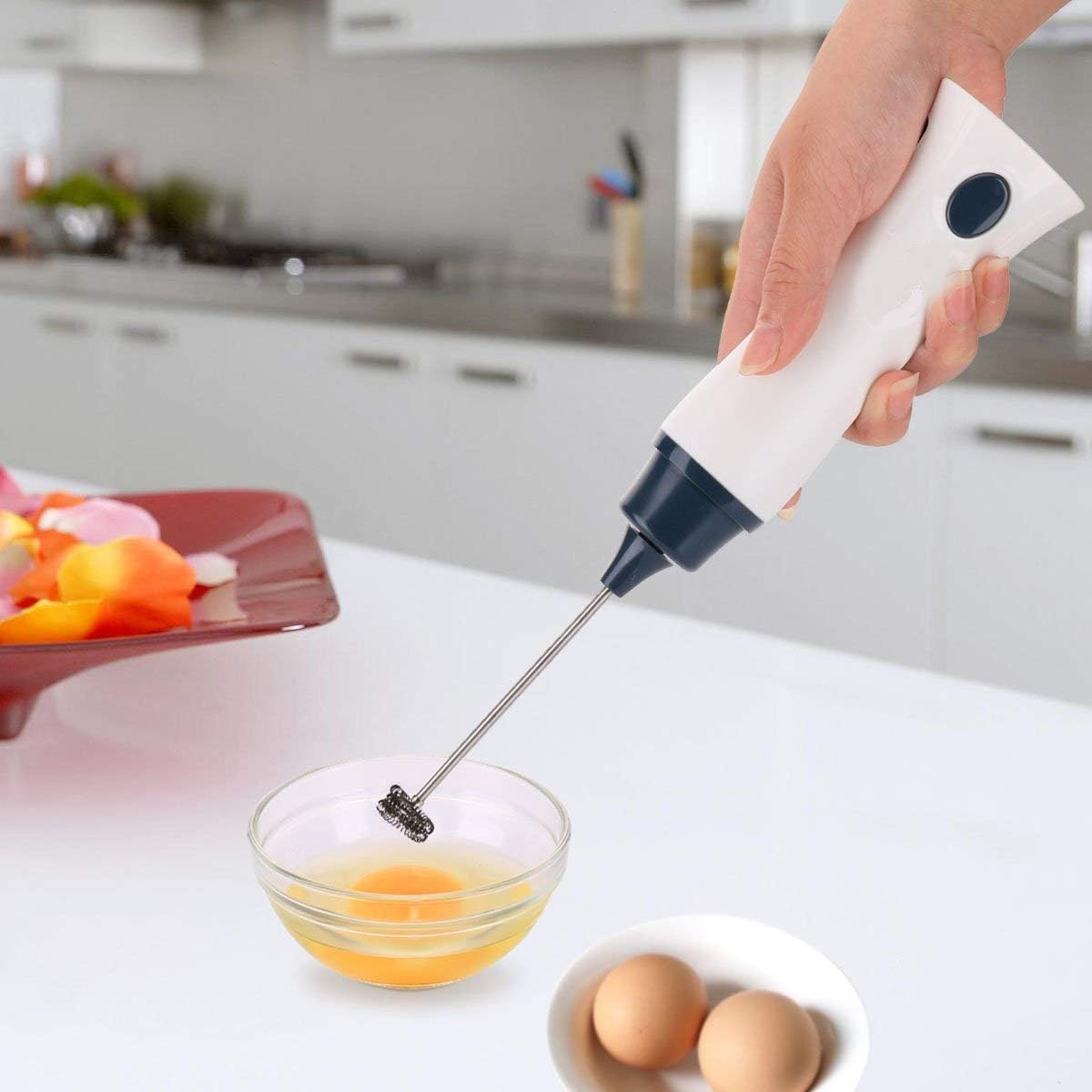 Rechargeable Coffee Beater Handheld Electric Coffee Mixer Frother Automatic Milk Beverage Foamer Cream Whisk Cooking Stirrer Egg Beater With Cover Stainless  with Charging Cable