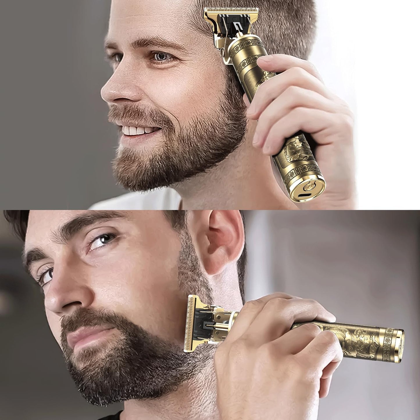 Vintage T9  Beard Trimmer for Men-Hair Clippers for Men-Cordless Rechargeable Hair Clipper and Trimmer-Beard Shaver Barbershop（Gold）