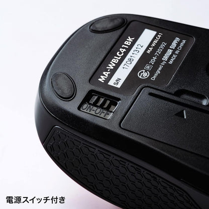 Sanwa Supply MA-WBLC41BK Wireless Type-C Blue LED Mouse Compatible with Windows, Mac, Android, IOS iPadOS, FireOS (Black)