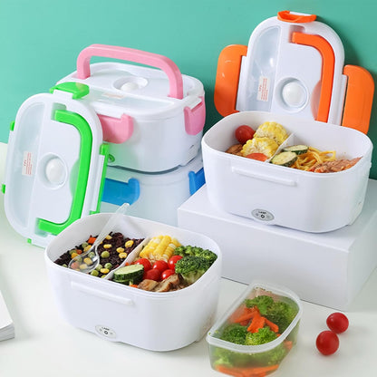 Electric Lunch Box 220V Food Heating Lunch Hot Box Portable Insulated Bento Box Electric Lunch Container for Office Travel Home (Green)