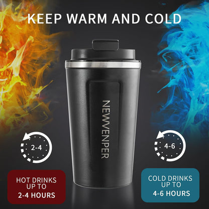 Stainless Steel Vacuum Insulated Travel Coffee Mug, Led Temperature Display Insulated Tumbler, Leak Proof with Lid Keeps Cold and Warm, Suitable for Coffee, Tea and Beer - 510ml