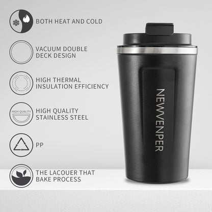 Stainless Steel Vacuum Insulated Travel Coffee Mug, Led Temperature Display Insulated Tumbler, Leak Proof with Lid Keeps Cold and Warm, Suitable for Coffee, Tea and Beer - 510ml