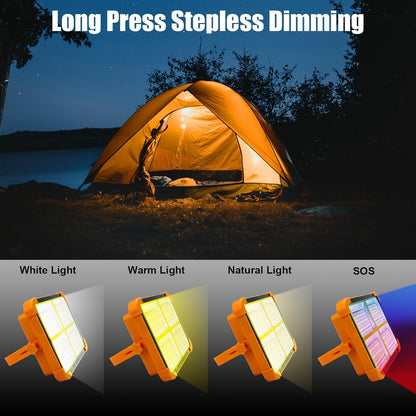 NWZ Solar Portable Camping Light with Stand, 100W 3000mAh Battery Rechargeable Light with 4 Modes, LED Cordless Flood Lights for Work, Emergency Power Failure, Car Repair