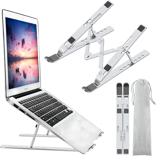 Laptop Stand for Desk, Ergonomic Adjustable Aluminum Foldable Portable Computer Stand, Lecterns & Podiums, Fits 10-15.6" MacBook Air Pro HP Lenovo Dell Laptops & Tablets(Silver)