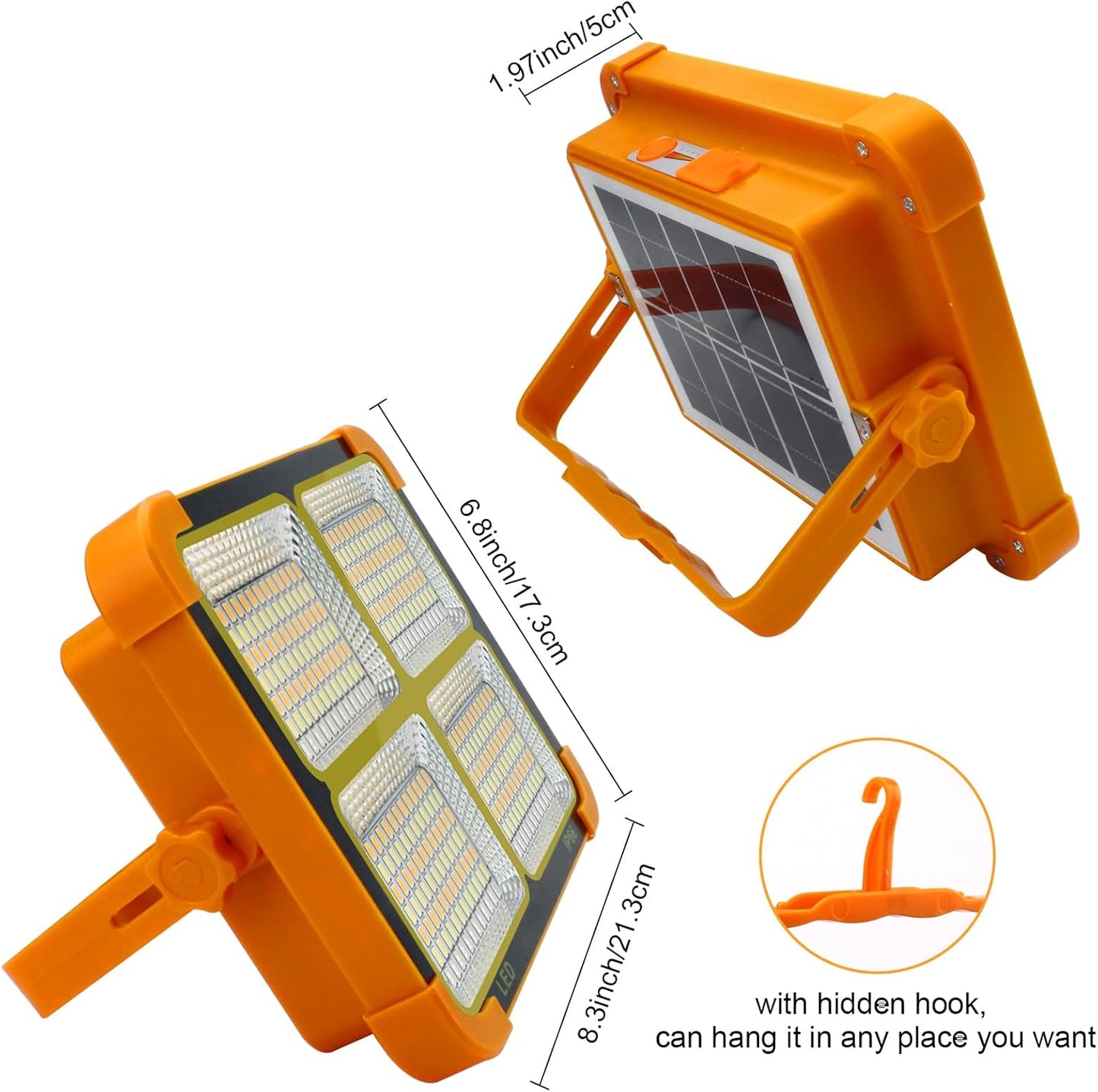 NWZ Solar Portable Camping Light with Stand, 100W 3000mAh Battery Rechargeable Light with 4 Modes, LED Cordless Flood Lights for Work, Emergency Power Failure, Car Repair