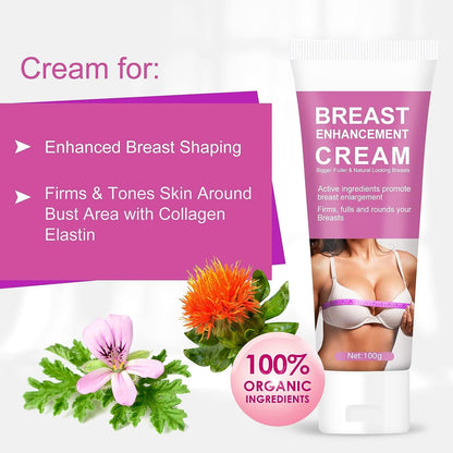 Bust Enhancement Cream, Natural Bust Enlargement Cream Fast Growth, Firming and Lifting Cream, Nourishing to Push Up Bust with Perfect Body Curve
