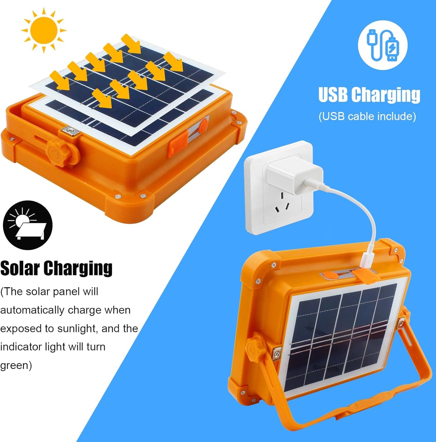 NWZ Solar Portable Camping Light with Stand, 100W 3000mAh Battery Rechargeable Light with 4 Modes, LED Cordless Flood Lights for Work, Emergency Power Failure, Car Repair