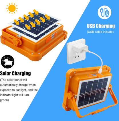 NWZ Solar Portable Camping Light with Stand, 100W 3000mAh Battery Rechargeable Light with 4 Modes, LED Cordless Flood Lights for Work, Emergency Power Failure, Car Repair