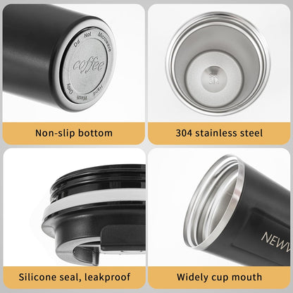 Stainless Steel Vacuum Insulated Travel Coffee Mug, Led Temperature Display Insulated Tumbler, Leak Proof with Lid Keeps Cold and Warm, Suitable for Coffee, Tea and Beer - 510ml
