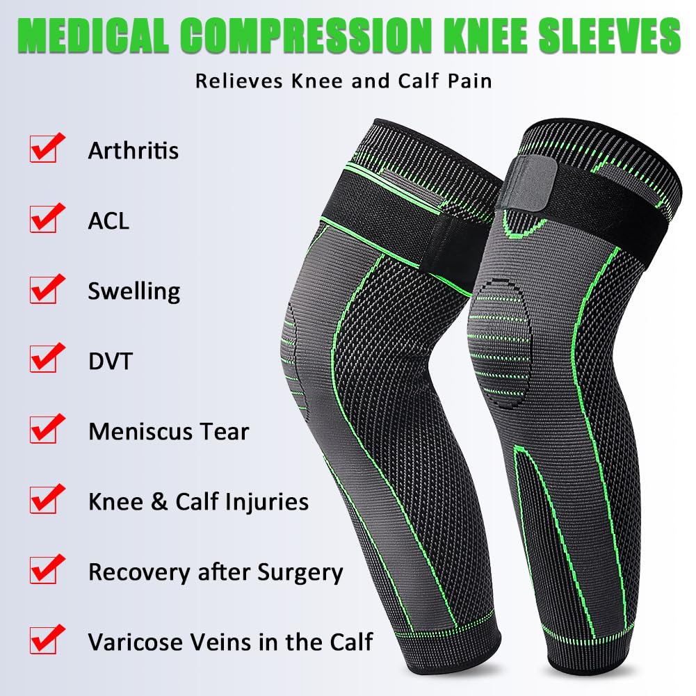 1 Pair Knee Support Brace – Adjustable Knee Pain Relief Belt, Pressurized Fitness Running & Cycling Band, Elastic Nylon Knee Pad Sleeve for Joint Pain Relief, Sports & Injury Recovery