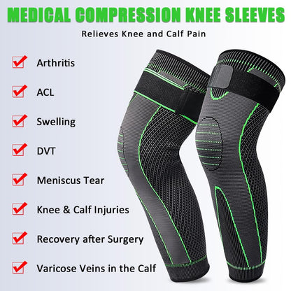 1 Pair Knee Support Brace – Adjustable Knee Pain Relief Belt, Pressurized Fitness Running & Cycling Band, Elastic Nylon Knee Pad Sleeve for Joint Pain Relief, Sports & Injury Recovery