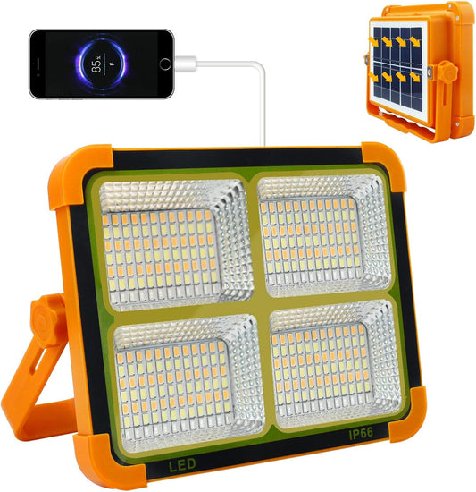 NWZ Solar Portable Camping Light with Stand, 100W 3000mAh Battery Rechargeable Light with 4 Modes, LED Cordless Flood Lights for Work, Emergency Power Failure, Car Repair