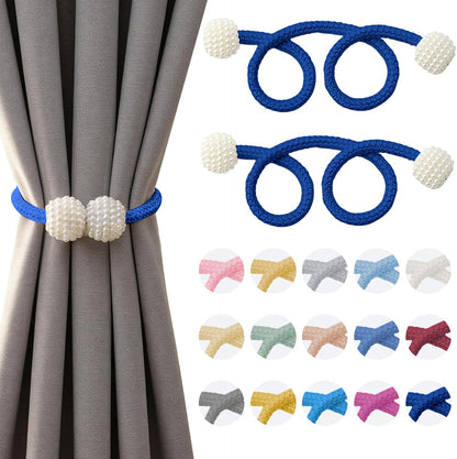 2PCS Magnetic Curtain Tiebacks, Curtain Tiebacks Buckles Holdbacks Holders Hooks Clip for Home Bedroom Office Decorative, Turquoise