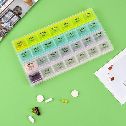 Large Weekly Pill Organizer 4 Times A Day, Medicine Cases,Moisture-Proof 7 Day Pill Box, Travel Pill Cases Portable for Pills Vitamin Fish Oil Supplements