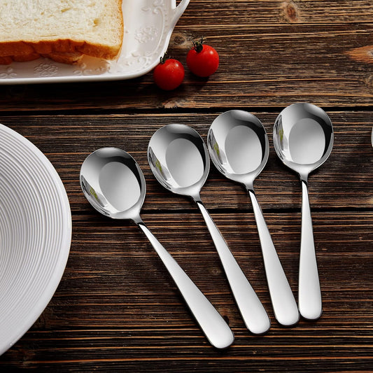 5-Piece Premium Stainless Steel Spoon Set – Durable Rust-Resistant Round Flatware, Mirror Finish Elegant Tableware for Dining, Tea, Coffee & Dessert Use