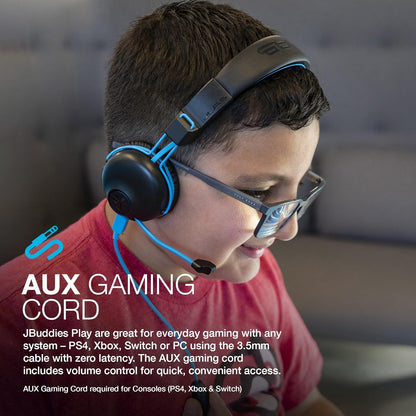 JLab JBuddies Play Gaming Headset, Wireless Headphones, 22+ Hour Bluetooth Playtime on Mobile, Volume Safe, Cable for Gaming PC, Console, Retractable Mic, Quick Mute