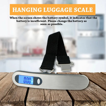 50kg Luggage Scale Portable Digital Weight Scale for Travel Suitcase, Electronic Suitcase Scale Hanging Scales Luggage Weighing Scale Lightweigh for Travel 50Kg Capacity, Black