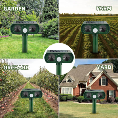 Solar Ultrasonic Animal Repellent, Cat Repellent Outdoor, Deer Repellent Devices with Motion Detection Waterproof Animal Repeller, Keep Raccoon, Skunk, Rabbit Dog Out of Yard Lawn Garden